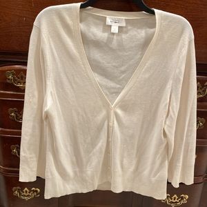 Ann Taylor Loft button down jacket cotton cardigan white size L